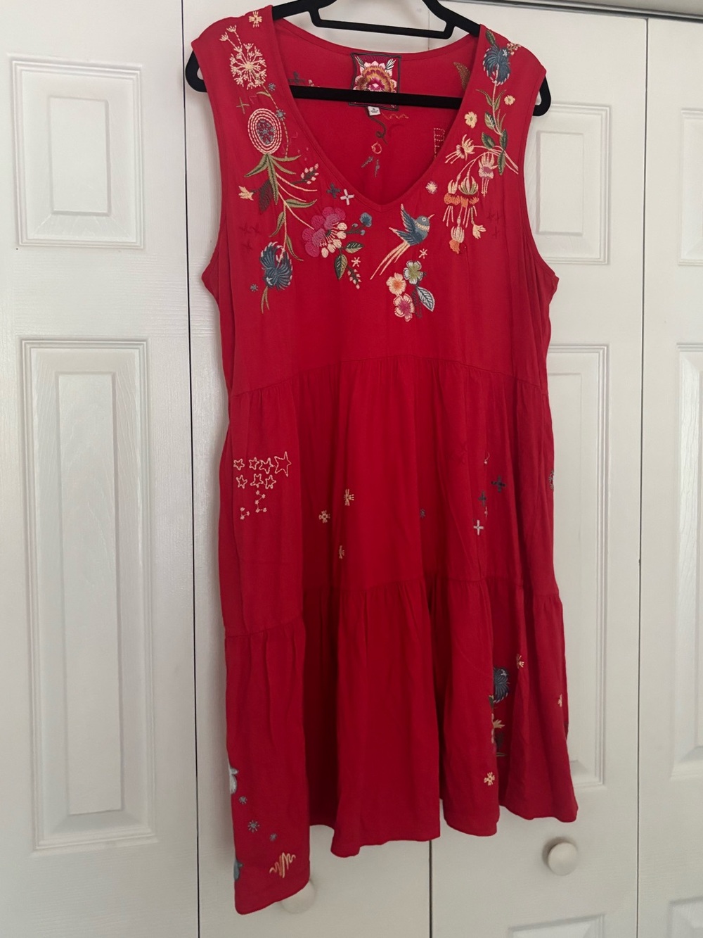 Johnny Was "Cleo Tiered Knit Tank Dress" in Strawberry